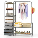 Free Standing Closet Organizer With Removable Drawers and Shelves-Gray
