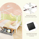 Full Size Metal House Bed With 2 Fabric Drawers for Kids-White