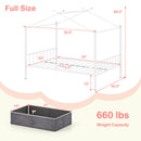 Full Size Metal House Bed With 2 Fabric Drawers for Kids-White