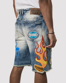 Grindhouse Embossed Patch Denim Shorts