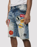 Grindhouse Embossed Patch Denim Shorts