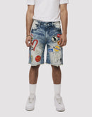 Grindhouse Embossed Patch Denim Shorts
