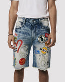 Grindhouse Embossed Patch Denim Shorts