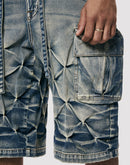 Grindhouse Diamond Pinch Cargo Denim Shorts