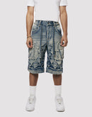 Grindhouse Diamond Pinch Cargo Denim Shorts