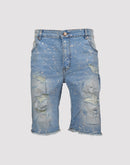 Grindhouse Ripped with Metallic Flecks Denim Shorts