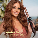 Beachweaver B1 Rotating Curling Iron 1 Inch Ceramic Barrel Electric for All Hair Types in Midnight Rose
