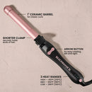 Beachweaver B1 Rotating Curling Iron 1 Inch Ceramic Barrel Electric for All Hair Types in Midnight Rose