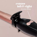 Beachweaver B1 Rotating Curling Iron 1 Inch Ceramic Barrel Electric for All Hair Types in Midnight Rose