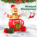 7 Feet Inflatable Gingerbread Man in Hot Cocoa Mug With Built-in LED Lights and Gift Boxes