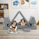 10-Piece Kids Play Couch Sofa With Portable Handle-Gray