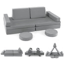 10-Piece Kids Play Couch Sofa With Portable Handle-Gray