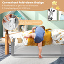 59 Inch Folding Breathable Baby Bed Rail Guard With Safety Strap-Gray