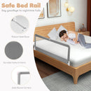 59 Inch Folding Breathable Baby Bed Rail Guard With Safety Strap-Gray