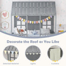Twin Size Bed Frame House Bed With Trundle and 82 Inch Tall Roof-Gray