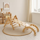 Wooden Pikler Triangle With Rocker & Slide + Ramp | Wooden Climbing Gym Set