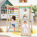 6-in-1 Indoor Jungle Gym Kids Wooden Playground With Monkey Bars-Natural
