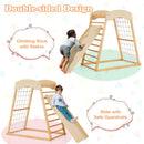 6-in-1 Jungle Gym Wooden Indoor Playground With Double-Sided Ramp and Monkey Bars-Natural
