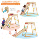 6-in-1 Jungle Gym Wooden Indoor Playground With Double-Sided Ramp and Monkey Bars-Multicolor