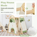 6-in-1 Wooden Kids Jungle Gym Playset With Slide Climbing Net-Natural