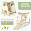 6-in-1 Wooden Kids Jungle Gym Playset With Slide Climbing Net-Natural