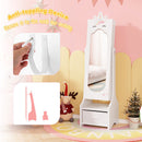 Kids Jewelry Cabinet With Full-Length Mirror for Kids Bedroom and Playroom-White