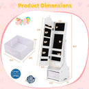 Kids Jewelry Cabinet With Full-Length Mirror for Kids Bedroom and Playroom-White