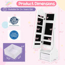 Kids Jewelry Cabinet With Full-Length Mirror for Kids Bedroom and Playroom-White