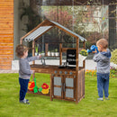 Kid's Mud Kitchen Outdoor Solid Wood Mud Kitchen With Canopy-Natural