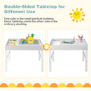 3 in 1 Wooden Kids Table With Storage and Double-Sided Tabletop-White