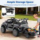 Kids Ride on UTV Car With Detachable Trailer 12V Battery Powered Ride on Truck-Black