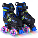 Kids Roller Skates for Girls Boys 4 Sizes Adjustable Quad Skates With Light-Up Wheels for Outdoor-Navy