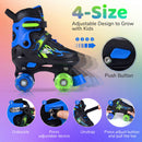 Kids Roller Skates for Girls Boys 4 Sizes Adjustable Quad Skates With Light-Up Wheels for Outdoor-Navy