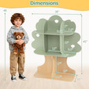 Kids Tree Bookshelf 45 Inches Tall Freestanding Bookcase With Open Shelves-Green