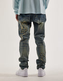 Kilogram Slim Chain Cross Patch Denim Jeans