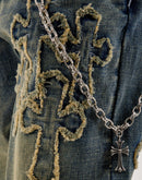 Kilogram Slim Chain Cross Patch Denim Jeans