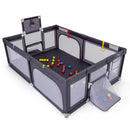 Large Baby Playpen With Basketball Hoop and Ocean Balls-Dark Gray