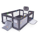 Large Baby Playpen With Basketball Hoop and Ocean Balls-Dark Gray