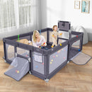 Large Baby Playpen With Basketball Hoop and Ocean Balls-Dark Gray