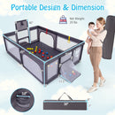 Large Baby Playpen With Basketball Hoop and Ocean Balls-Dark Gray