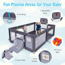 Large Baby Playpen With Basketball Hoop and Ocean Balls-Dark Gray