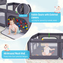 Large Baby Playpen With Basketball Hoop and Ocean Balls-Dark Gray