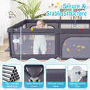 Large Baby Playpen With Basketball Hoop and Ocean Balls-Dark Gray