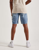 Ed Hardy Love Kills Slowly Skull Skater Denim Shorts