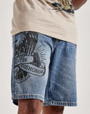 Ed Hardy Love Kills Slowly Skull Skater Denim Shorts