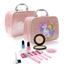 Contixo Pretend Play Kids Makeup Set W/ Sparkle Unicorn Case, Girl Toys for Ages 3+, Brushes, Nail Polish, Blush & Built-in Mirror, Safe & Non-Toxic