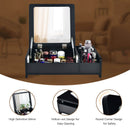 Compact Bay Window Makeup Dressing Table With Flip-Top Mirror-Black