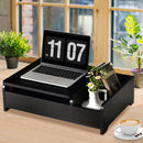 Compact Bay Window Makeup Dressing Table With Flip-Top Mirror-Black