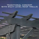 14x10 stratford traditional steel pergola with sail shade soft canopy