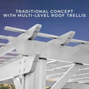 14x10 hawthorne traditional steel pergola with sail shade soft canopy
